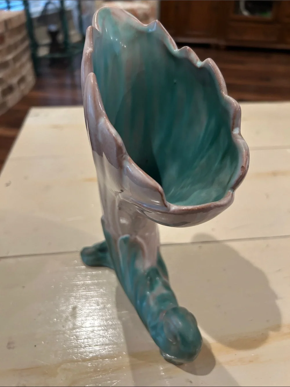 Vintage “Terra Rose” Lily Model #3619 Ceramic Vase in Pink and Aqua